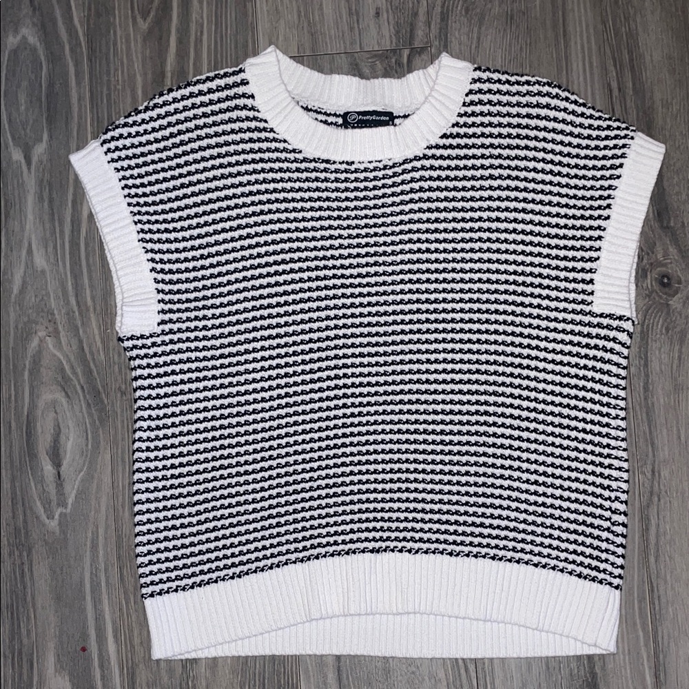 Black and White Striped Knit Top